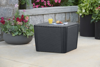 Стол-сундук, графит Luzon Plus Flat Wicker