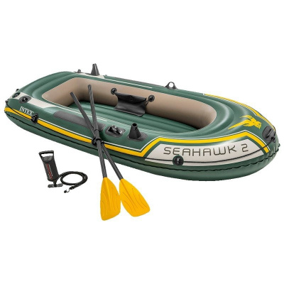 Лодка Intex Seahawk 2 Set надувная, 2-х местная, с пластмассовыми веслами и насосом 68347
