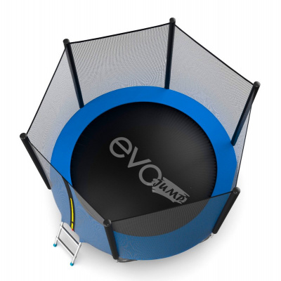Батут с внешней сеткой и лестницей EVO Jump External 8ft+ нижняя сеть, синий