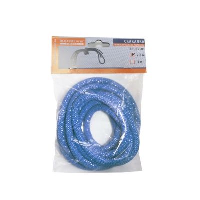 Скакалка гимнастическая с люрексом Body Form BF-SK03 (BF-JRGL01) 2.5м, 150гр. (синий)
