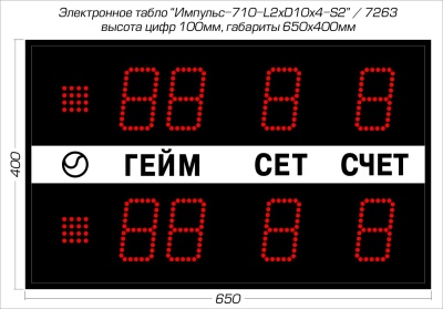 Табло для тенниса Импульс 710-L2xD10x4-S2