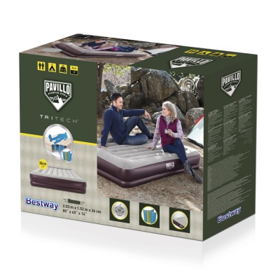 Надувная кровать Bestway Tritech Airbed 203х152х36см с подголовником 67699