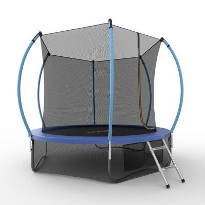 Батут с внутренней сеткой и лестницей EVO Jump Internal 8ft+ нижняя сеть, синий