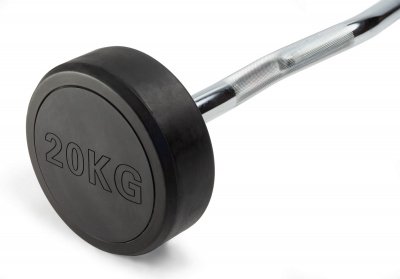 Штанга неразборная обрезиненная 20 кг. Изогнутый гриф VictoryFit VF-DX5200