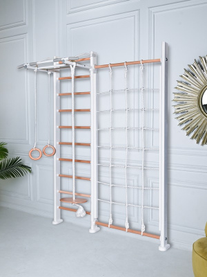 Детский спортивный комплекс Perfetto Sport "Scala in legno con rete" bianco-naturale PS-125