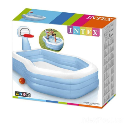 Бассейн семейный с баксетбольным кольцом, 257х188х103см Intex 57183