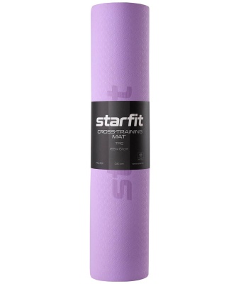 Коврик для йоги и фитнеса 183x61x0,6см Star Fit TPE FM-201 фиолетовый пастель\серый