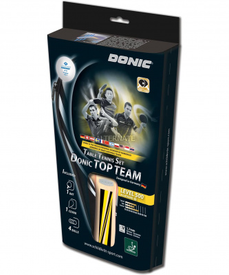 Набор для настольного тенниса Donic Top Team 500, 1 ракетка, 4 мяча, чехол
