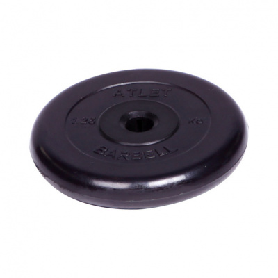 Диск обрезиненный d31мм MB Barbell Atlet 1,25кг черный MB-AtletB31-1.25