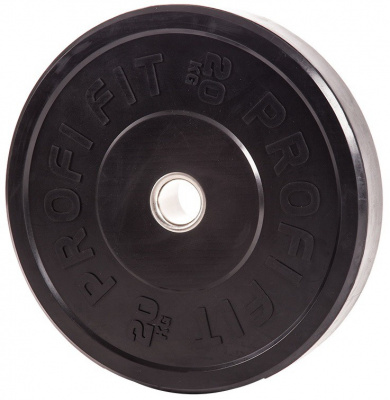 Диск для штанги каучуковый, черный, d51 20кг Profi-Fit