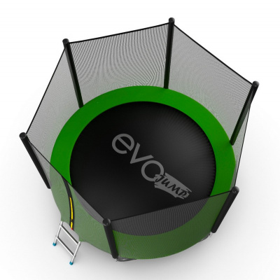 Батут с внешней сеткой и лестницей EVO Jump External 8ft+ нижняя сеть, зеленый