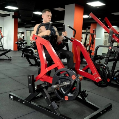 Наклонная гребная тяга на свободных весах ProTrain PP106, черно-красная | Premium Fitness
