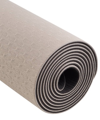 Коврик для йоги и фитнеса 183x61x0,4см Star Fit TPE FM-201 черный\серый