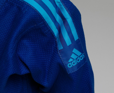 Кимоно для дзюдо Adidas Club синее с голубыми полосками J350B