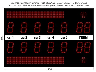 Табло для тенниса Импульс 718-L2xD18x7-L2xS12x96xP10-S2