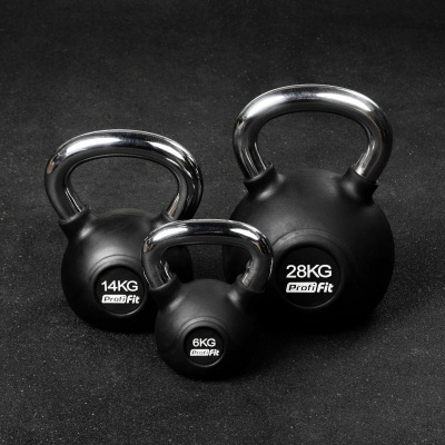 Гиря обрезиненная с хромированной ручкой 16кг Profi-fit
