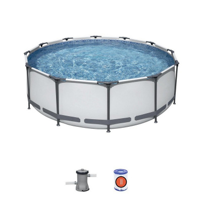 Каркасный бассейн круглый 366х100см+фильтр-насос Bestway Steel Pro Мах 56260