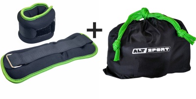 Утяжелители Sportex ALT Sport (2х0,75кг), нейлон, в сумке HKAW104-1 черный с зеленой окантовкой