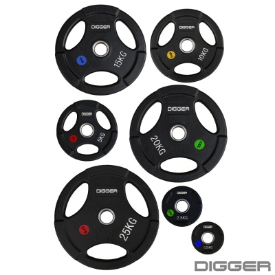 Диск олимпийский обрезиненный 3-х хватовый 1,25кг Hasttings Digger HD51C1C-1,25