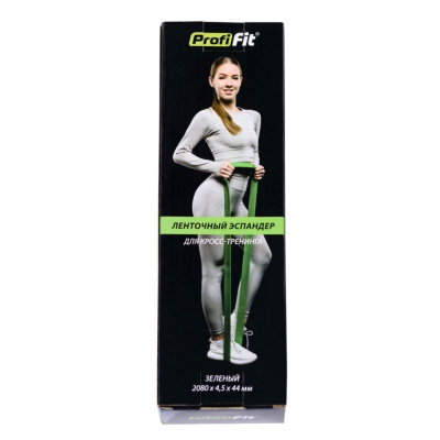 Ленточный эспандер для кросс-тренинга 208х0,45х4,4см Profi-Fit зеленый