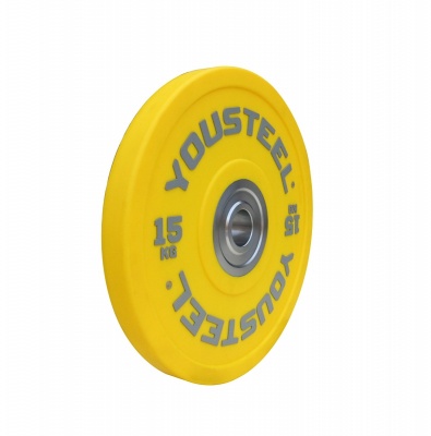 Диск PU 15кг YouSteel бампированный, полиуретановый, желтый