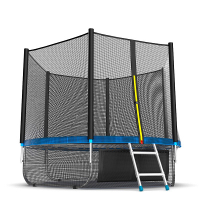 Батут с внешней сеткой и лестницей EVO Jump External 8ft+ нижняя сеть, синий