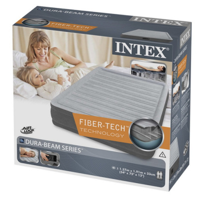 Надувная кровать Intex Comfort-Plush 137х191х33см, встроенный насос 220V 67768