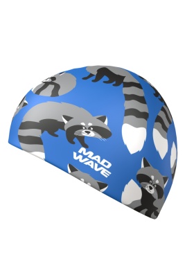 Юниорская силиконовая шапочка Mad Wave Raсcoons M0574 22 0 00W бирюзовый