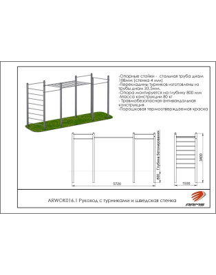 Рукоход с турниками и шведская стенка ARMS ARWOK016.1