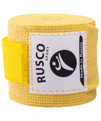 Бинт боксерский Rusco 3,5м, х/б, желтый