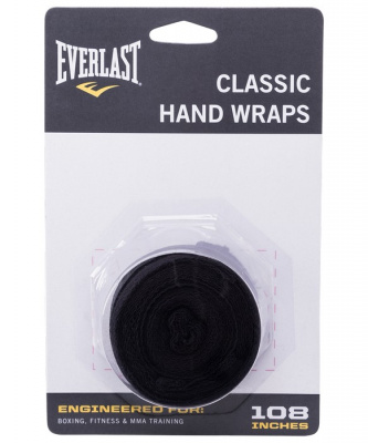 Бинт боксерский Everlast 2,75 м (пара) черный 4455BPU