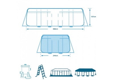 Каркасный бассейн прямоугольный 488х244х107cм Intex Prism Frame 26792
