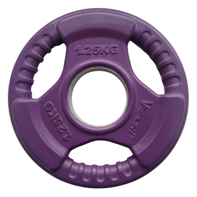 Диск Олимпийский 1,25кг, обрезиненный цветной с ручками V-Sport LC-1.25