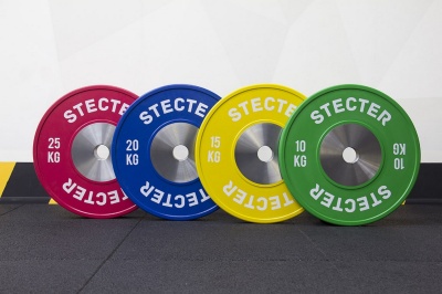 Профессиональный соревновательный диск для штанги 20 кг (синий) Stecter
