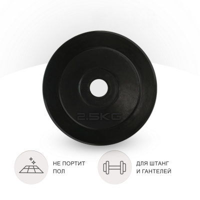 Диск обрезиненный 2,5кг, 25мм UnixFit DU2500RUB
