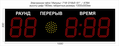 Табло для бокса Импульс 718-D18x5-S1-RING1