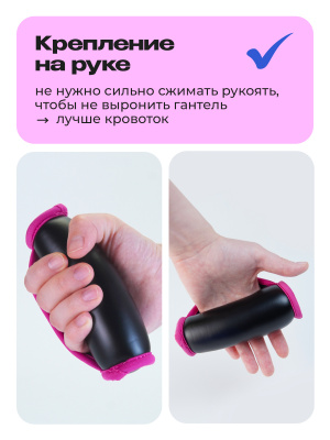 Гантели мягкие 2шт по 0,5кг PROIRON Г2005МЧР черно-розовый