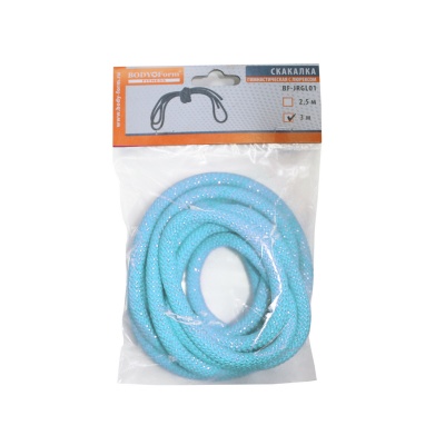 Скакалка гимнастическая с люрексом Body Form BF-SK04 (BF-JRGL01) 3м, 180гр (голубой)