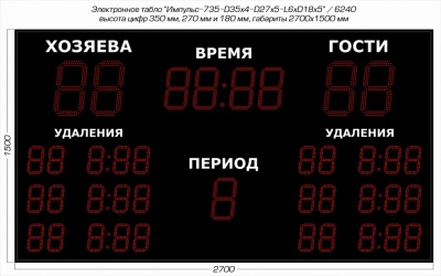 Табло для хоккея Импульс 735-D35x4-D27x5-L6xD18x5