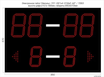 Табло для тенниса Импульс 721-D21x4-D18x2-A2