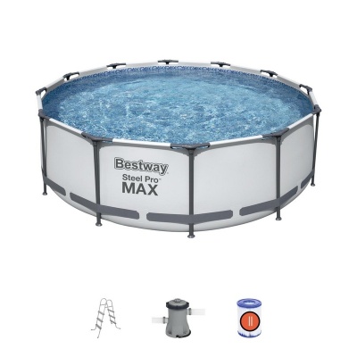 Каркасный бассейн круглый 366х100см+фильтр-насос Bestway Steel Pro Мах 56418