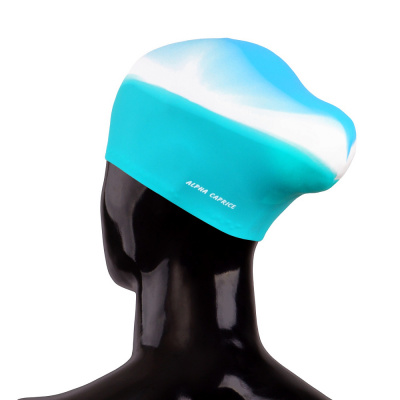 Шапочка для плавания, для длинных волос Alpha Caprice SCL 7 - skyblue\wh\turq