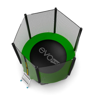 Батут с внешней сеткой и лестницей EVO Jump External 6ftt+ нижняя сеть, зеленый