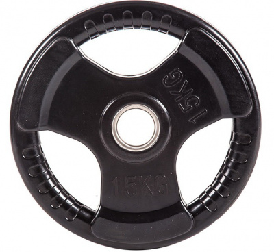 Диск обрезиненный черный 3 Handle D51мм 15кг Profi-Fit
