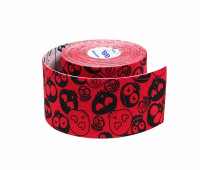Кинезио тейп BBTape с рисунком 5x500 см Череп красный