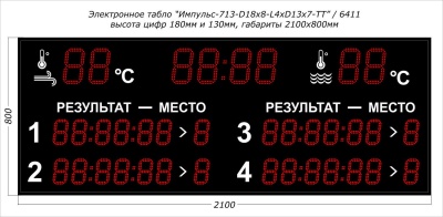 Табло для плавания Импульс 713-D18x8-L4xD13x7-T-T2