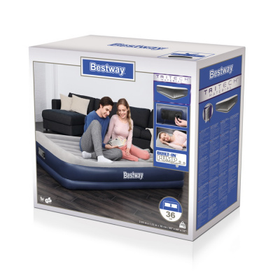Надувная кровать Bestway Tritech Airbed 203х152х36см с подголовником, встр. электронасос 67725