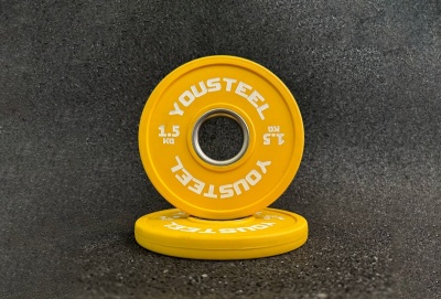 Диск 1,5кг, полиуретановый, тренировочный, желтый YouSteel
