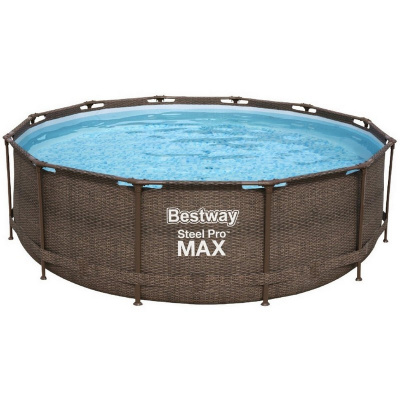 Каркасный бассейн круглый 366х122см+насос-фильтр Bestway Steel Pro Max 5617V Ротанг