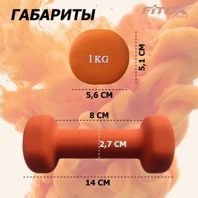Гантель в неопреновой оболочке 1кг Fitex Pro FTX-2015-1kg